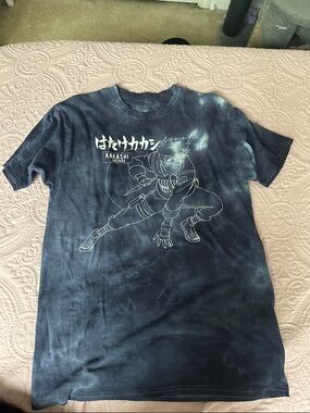 Naruto Kakashi Graphic Tie-Dye Short Sleeve Tee - Navy